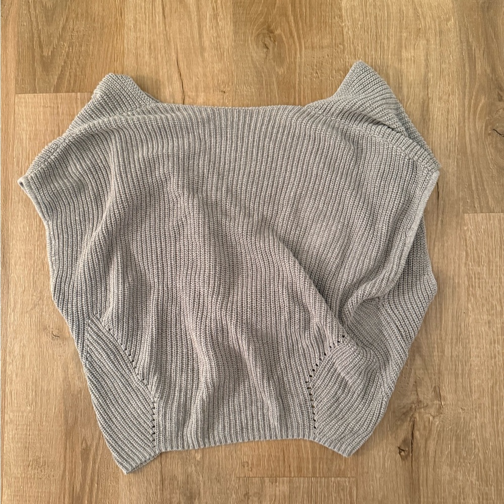 Anthropologie Gray Ribbed Knit Sweater